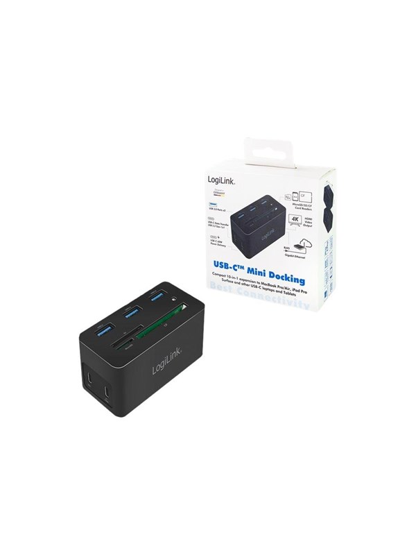 LogiLink USB 3.2 Gen 1 docking station USB-C 10-port PD mini Zwart