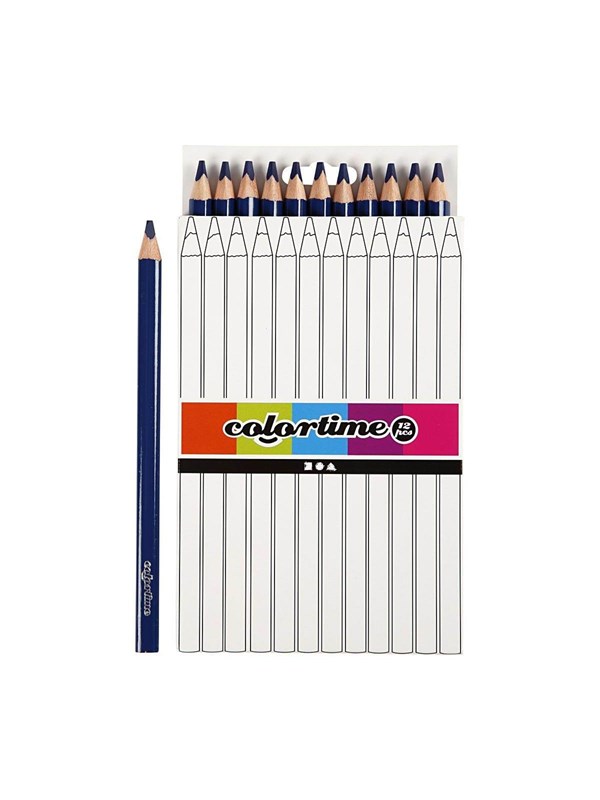 Colortime Kleurpotloden, vulling: 5 mm, donkerblauw, Jumbo, 12 stuks