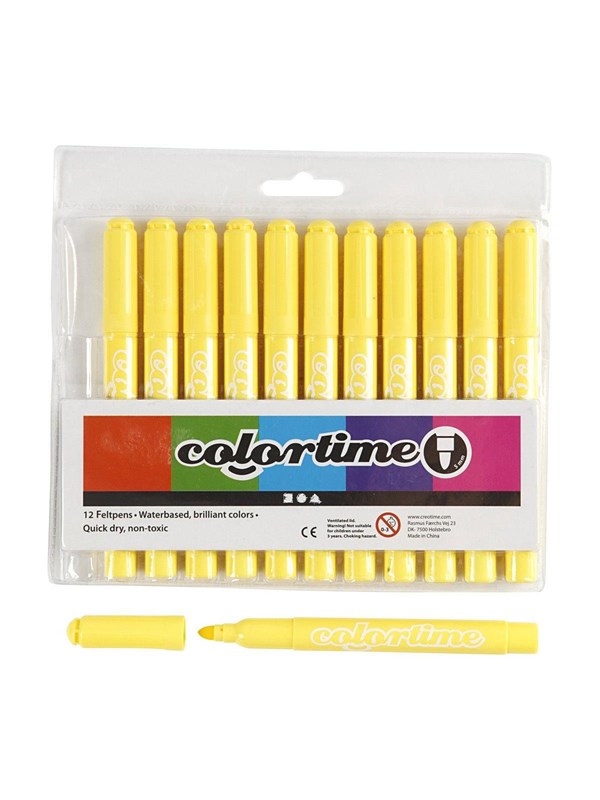 Colortime stift, 5 mm lijn, citroengeel, 12 stuks