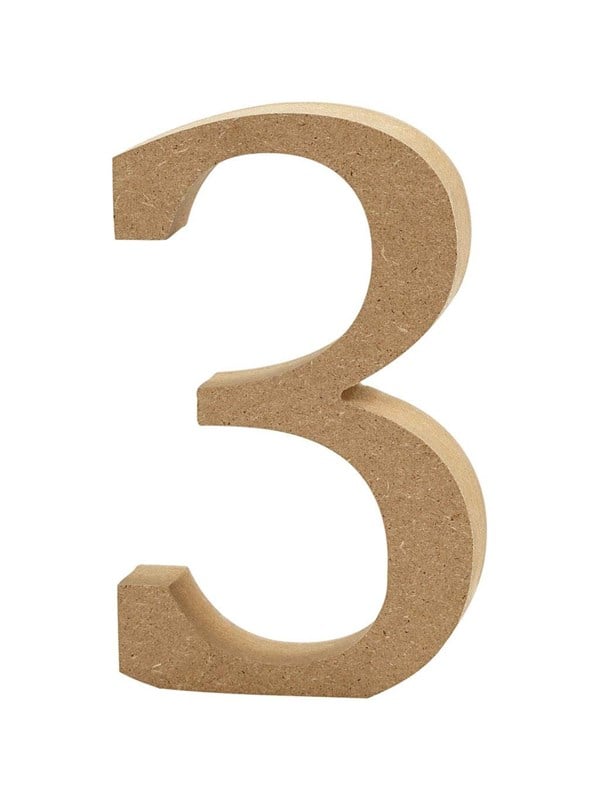 Creativ Company Nummer 3 MDF 8cm 1 stuk.