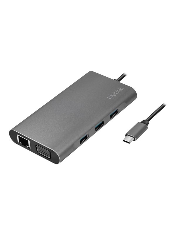 LogiLink USB 3.2 Gen 1 docking station USB-C 10-port PD Zilver