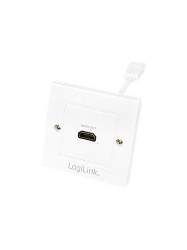 LogiLink HDMI wall plate 1-port with HDMI-A cable F/F 4K/30 Hz white