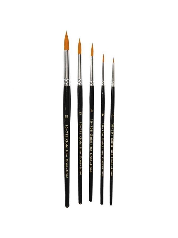 Creativ Company Gold Line Acryl Penselen Rond Set 5 stuks
