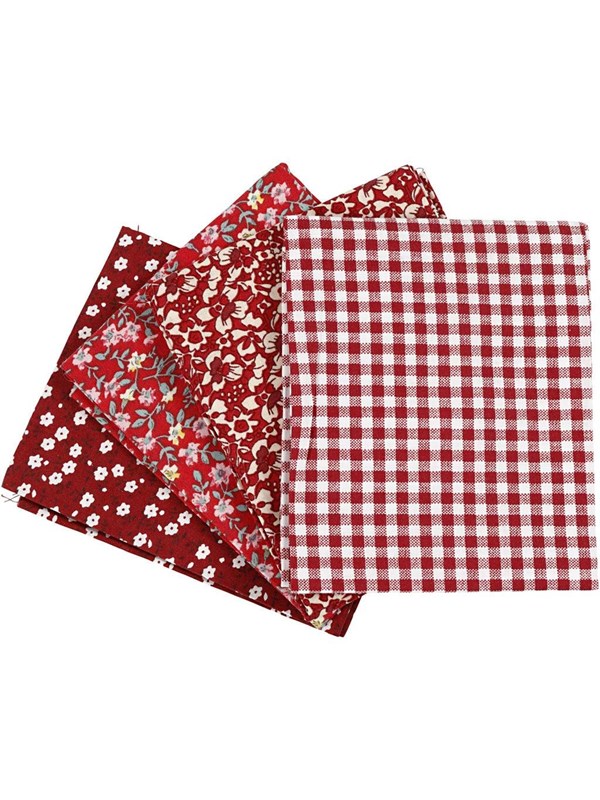 Creativ Company Patchwork Fabric Rood 45x55cm 4pcs.