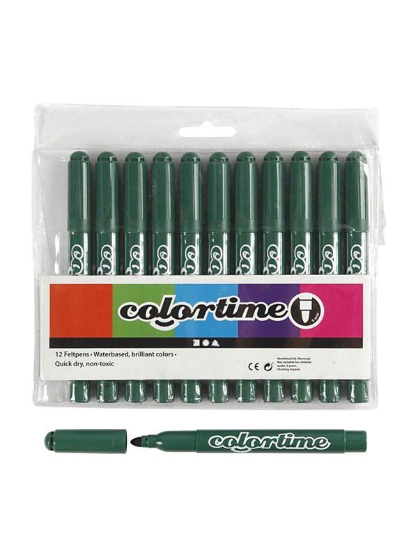 Colortime stift, 5 mm lijn, groen, 12 stuks