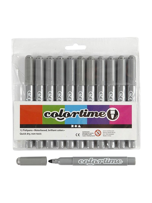 Creativ Company Grijze Jumbo pennen 12 stuks.