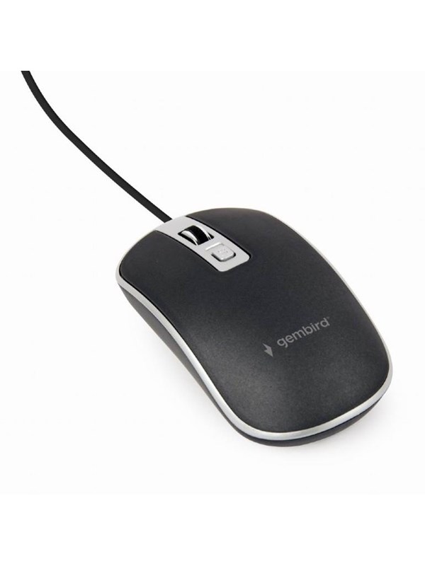Gembird - Muis - USB - Zwart Zilver - Muis - Optisch - 4 knoppen - Zilver