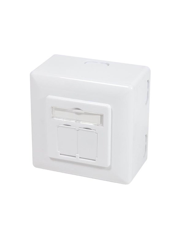 LogiLink Cat.6A wall outlet 2 x RJ45 shielded with backbox signal white