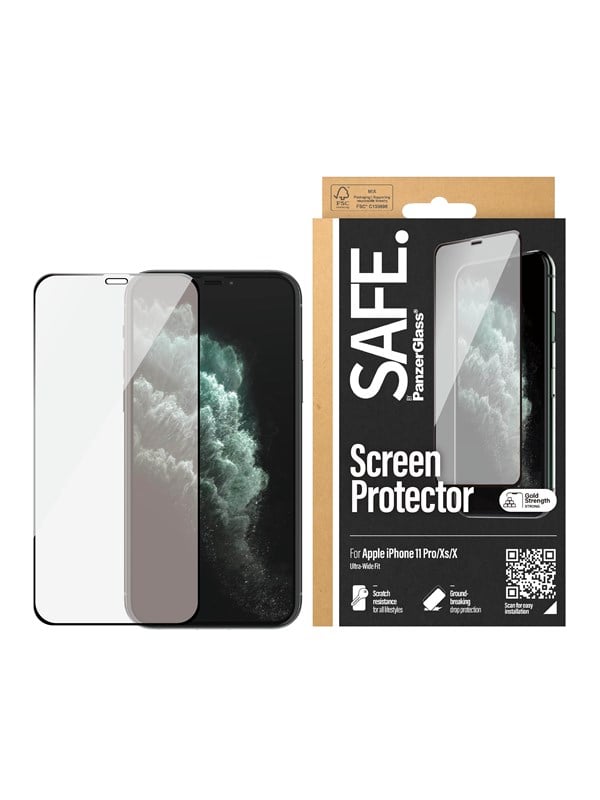 PanzerGlass Screenprotector geschikt voor Apple iPhone X Glazen | PanzerGlass SAFE Screenprotector - Case Friendly
