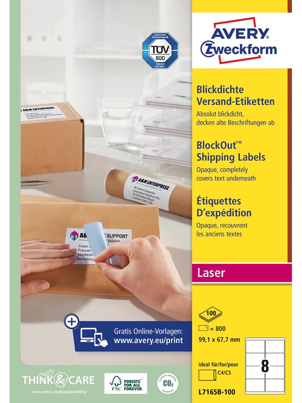 Avery Shipping Labels with BlockOut 8 labels/sheet