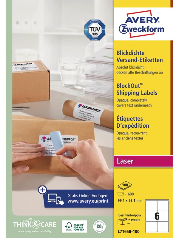 Avery Shipping Labels with BlockOut 6 labels/sheet