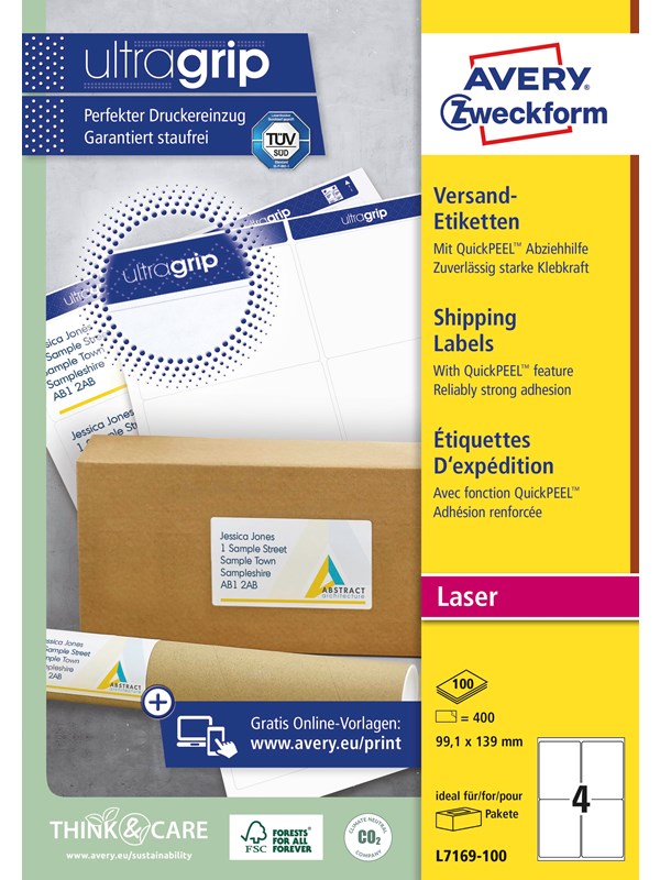 Avery Shipping labels for parcels (UltraGrip)