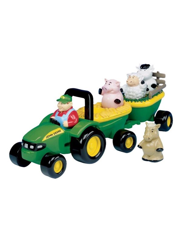 Muzikale tractor met aanhanger en dieren van Britains