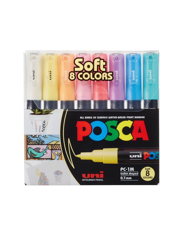 POSCA marker sæt Soft Colors PC-1M 8 ass.