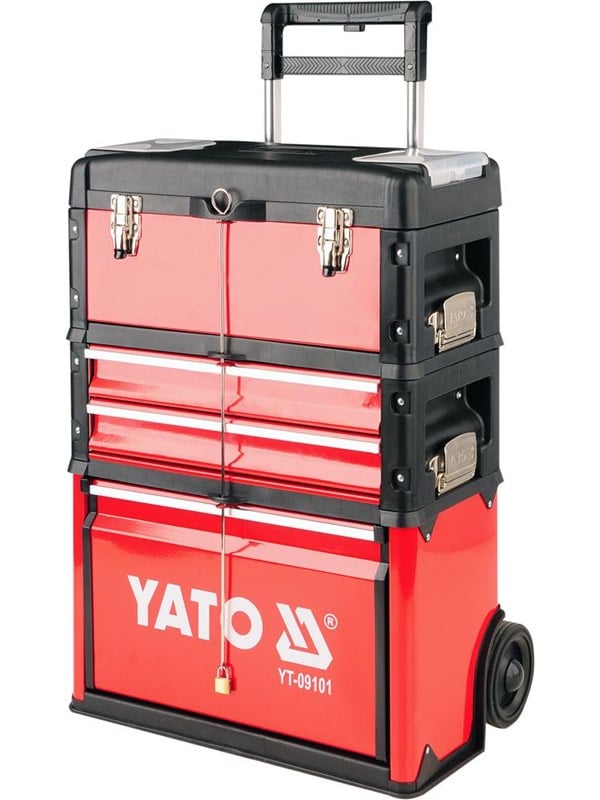 Yato YT-09101 GEREEDSCHAPSKOFFER OP WIELEN BESTAANDE UIT 3 DELEN