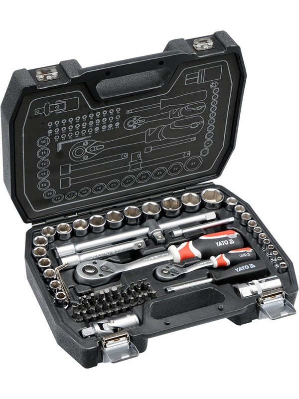 YATO Professionele Dopsleutelset en bitset - 72-Delig - 1/2& 1/4