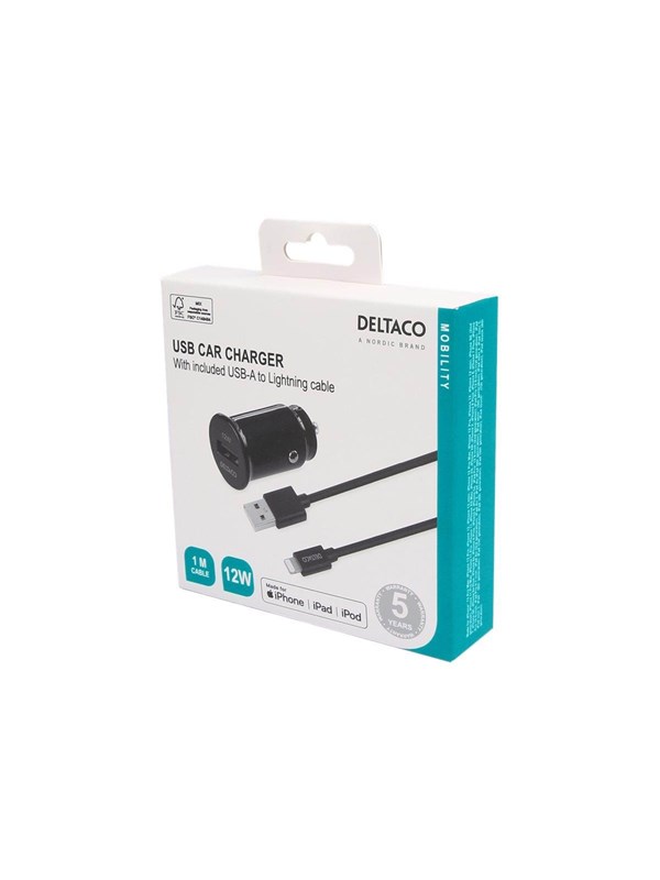 Deltaco USB-CAR130 car Stroom AV / multimedia paneel - USB - 12 Watt