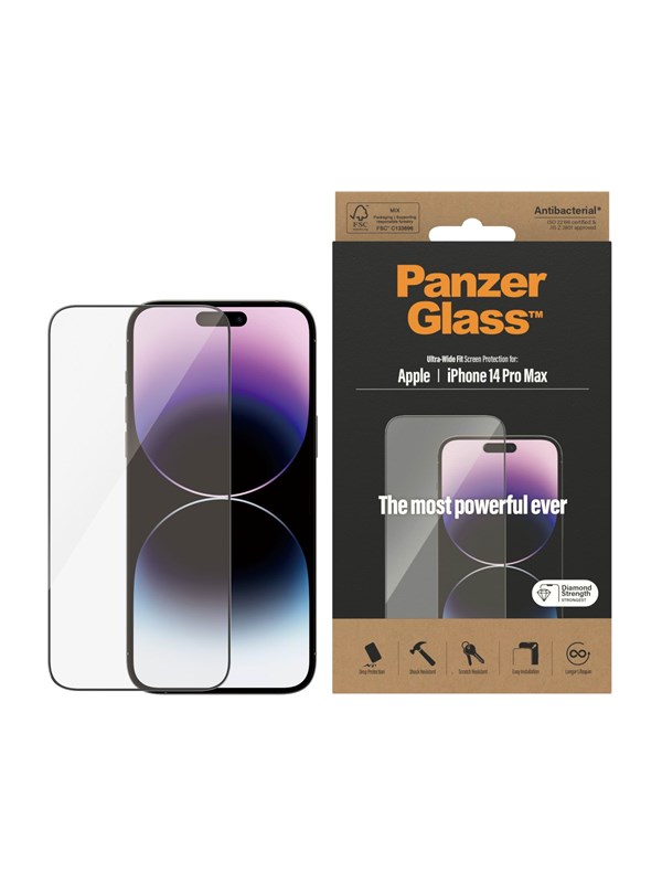 PanzerGlass Screen Protector Apple iPhone 14 Pro Max | Ultra-Wide Fit