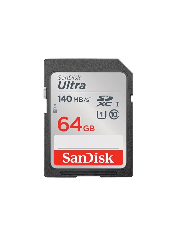 SanDisk SDXC Ultra 64GB (Class 10/UHS-I/140MB/s) SDHC-kaart 64 GB UHS-Class 1 Waterdicht, Schokbestendig