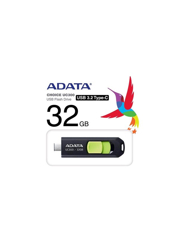 ADATA UC300 USB flash drive 32 GB USB Type-C 3.2 Gen 1 (3.1 Gen 1) Zwart, Groen