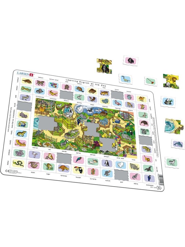 Larsen Puzzles Learning Engels at the Zoo