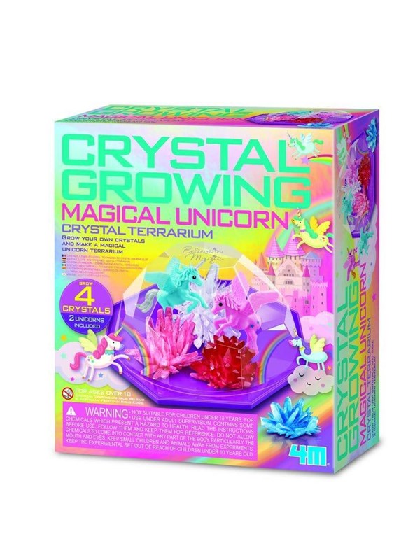4M Wetenschap en Spel - Groei Kristallen - Eenhoorn Terrarium - 4 X Kristal 2 X Unicorn - 10+