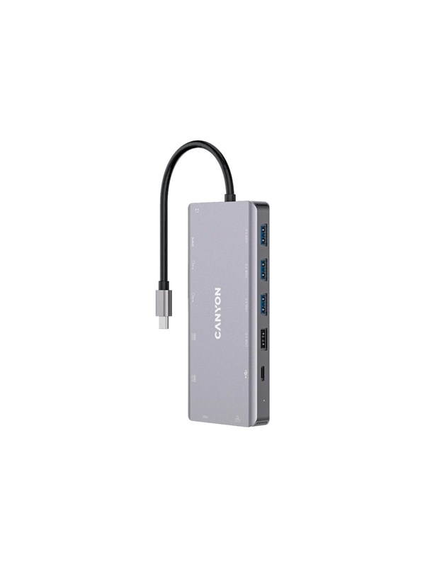 Canyon DS-12 13-in-1 USB-C hub 4K, Donkergrijs