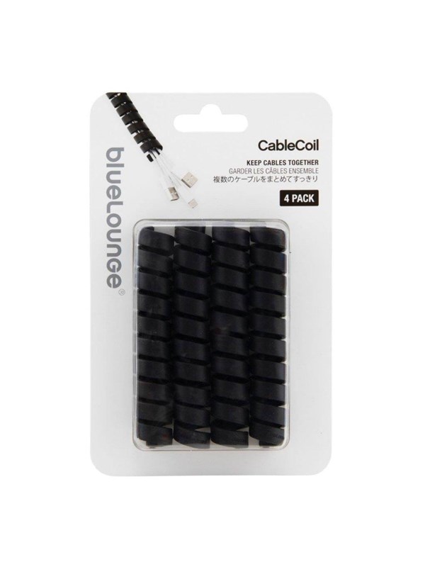 Bluelounge Design CableCoil 4-pack - Zwart - Neatly organize your cables and keep them together.