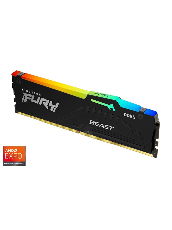 Kingston FURY Beast RGB DDR5-5600 - 8GB - CL36 - Single Channel (1 pcs) - AMD EXPO & Intel XMP - Zwart met RGB