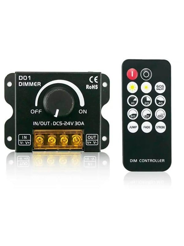 Light Solutions Dimmer - Handmatig + Remote - 5V/12V/24V - 30A