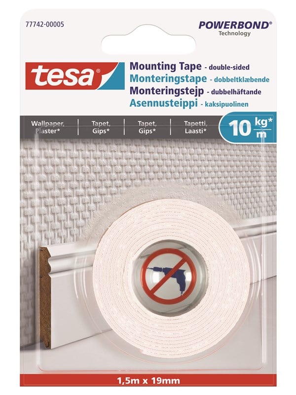 tesa Powerbond Montagetape Behang 1,5m x 19mm