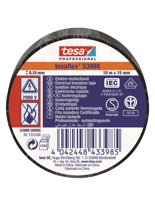 tesa flex Insulating tape IEC 10m x 15mm black