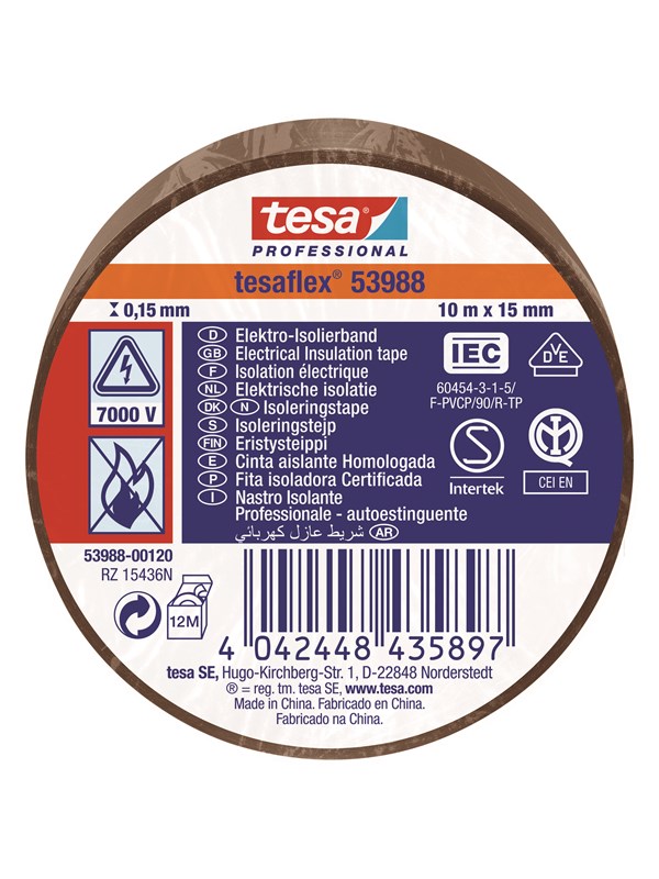 tesa flex Insulating tape IEC 10m x 15mm brown
