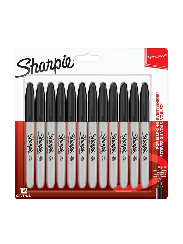 Sharpie-permanentmarkers | Fijne punt | Zwarte Inkt | 12 stuks