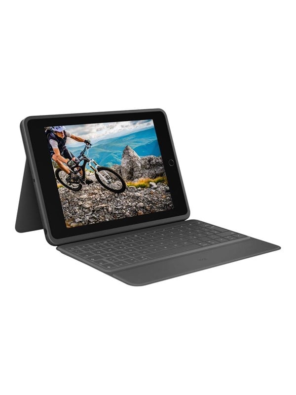 Logitech Rugged Folio - Toetsenbord and folio case - QWERTY - US International - graphite - Keyboard and folio case - Universal - Grijs