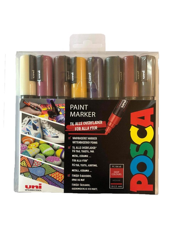 POSCA marker sæt PC-5M 8 ass. DEEP colors