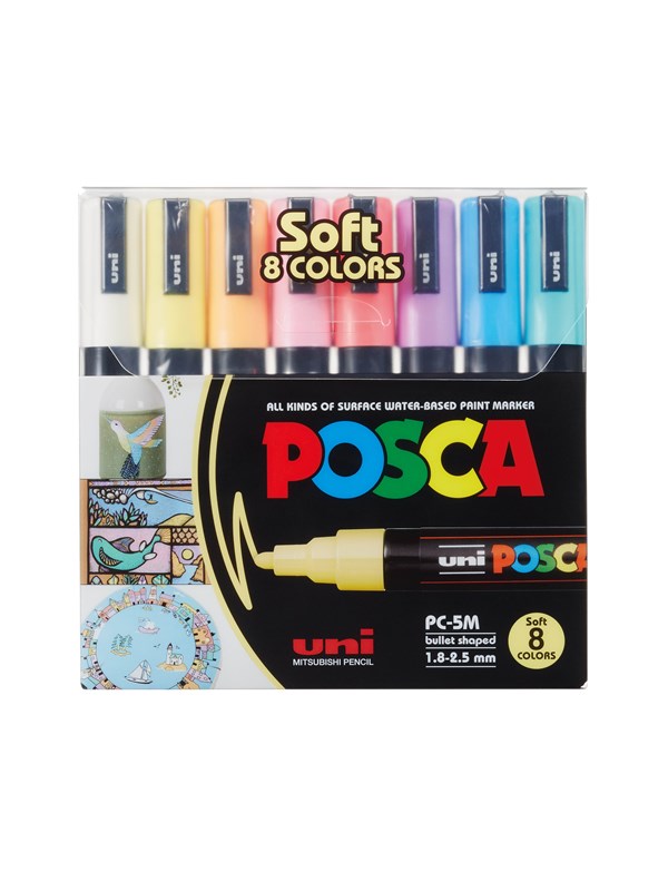 POSCA marker sæt Soft Colors PC-5M 8 ass.