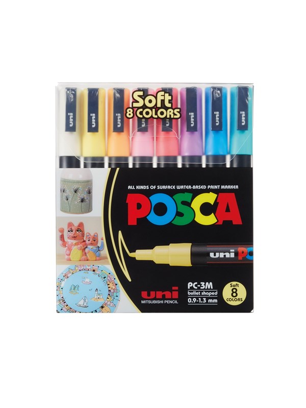 POSCA marker sæt Soft Colors PC-3M 8 ass.