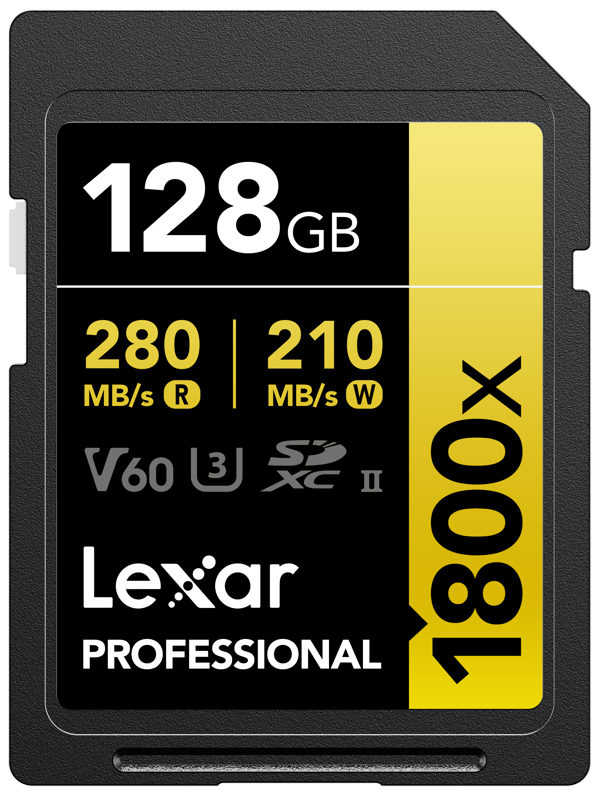 Lexar SD Pro Gold Series UHS-II 1800x 128GB - Lezen 270MB/s - Schrijven 180MB/s - V60