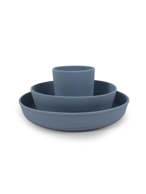 Filibabba Silicone dinner set - Powder Blauw