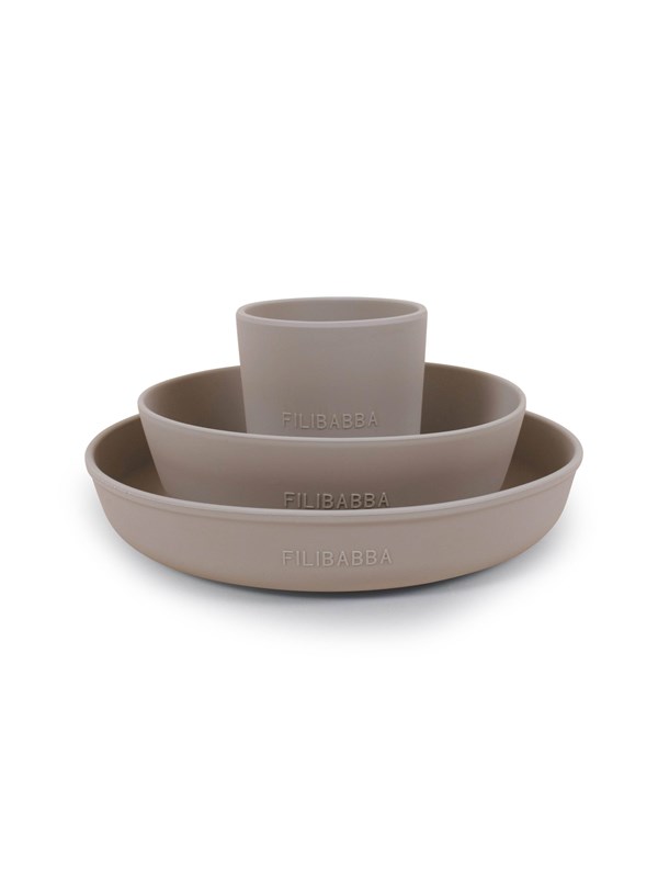 Filibabba Silicone dinner set - Warm Grijs