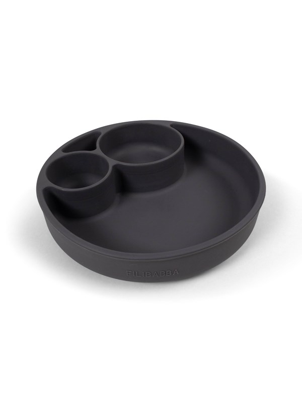 Filibabba Silicone divided plate - Stone Grey