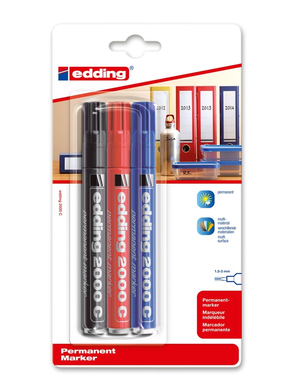 Edding e-2000 C permanente marker blister van 3 geassorteerd