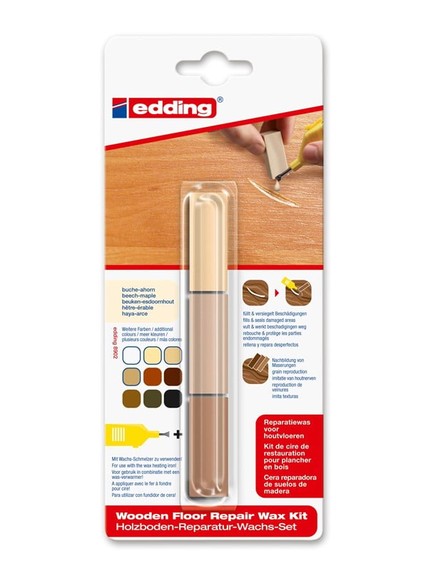 edding 8902 reparatiewas voor houtvloeren - kleur: beuken-esdoornhout - herstelt kleine mankementen, krassen & butsen
