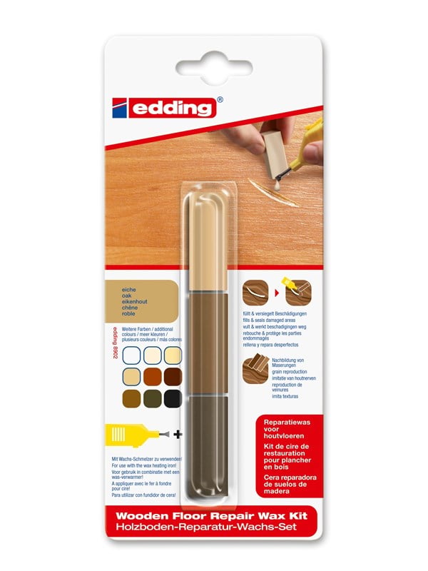 edding 8902 reparatiewas voor houtvloeren - kleur: eikenhout - herstelt kleine mankementen, krassen & butsen