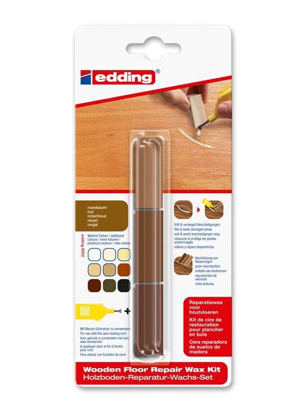 edding 8902 reparatiewas voor houtvloeren - kleur: notenhout - herstelt kleine mankementen, krassen & butsen