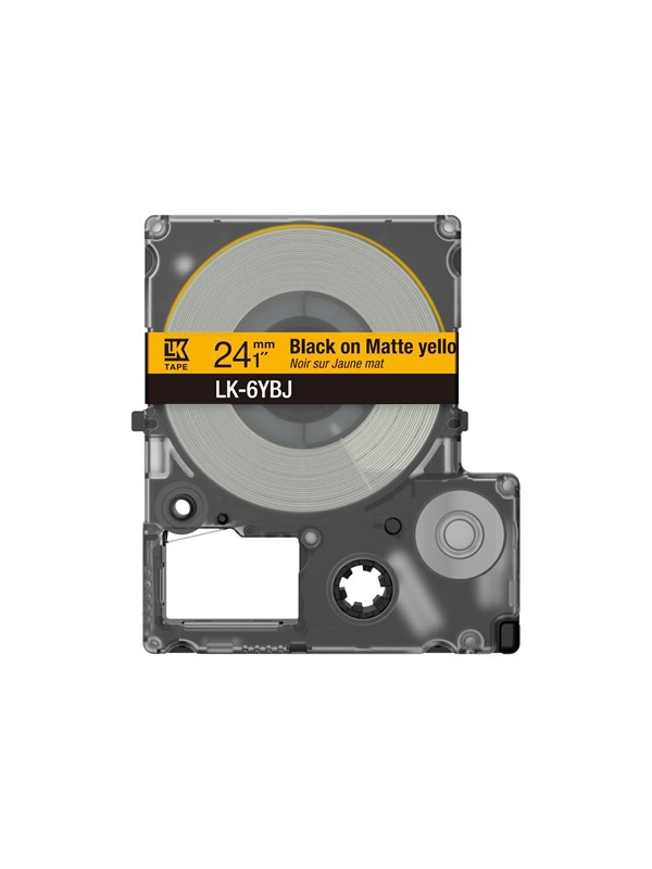 Epson LK-6YBJ matte tape zwart op geel 24 mm (origineel)