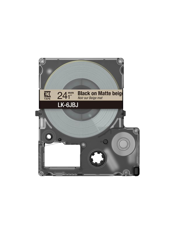 Epson LK-6JBJ matte tape zwart op beige 24 mm (origineel)