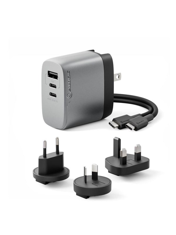 Alogic 3X67 Rapid Power 67W Multi Country GaN Charger - Grijs
