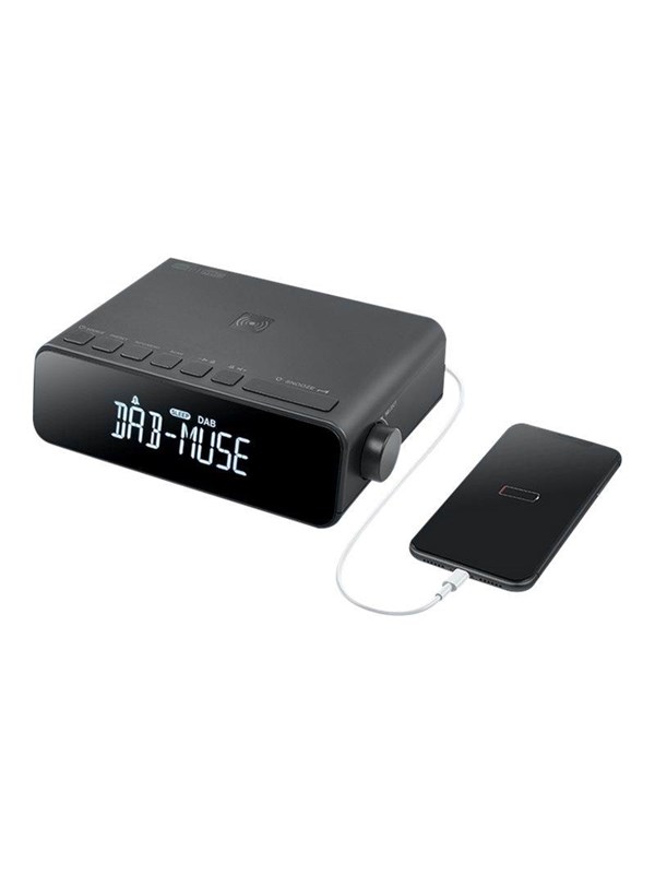 Muse M-175DBI - Digitale wekkerradio, DAB+/FM, draadloos opladen (QI charging)